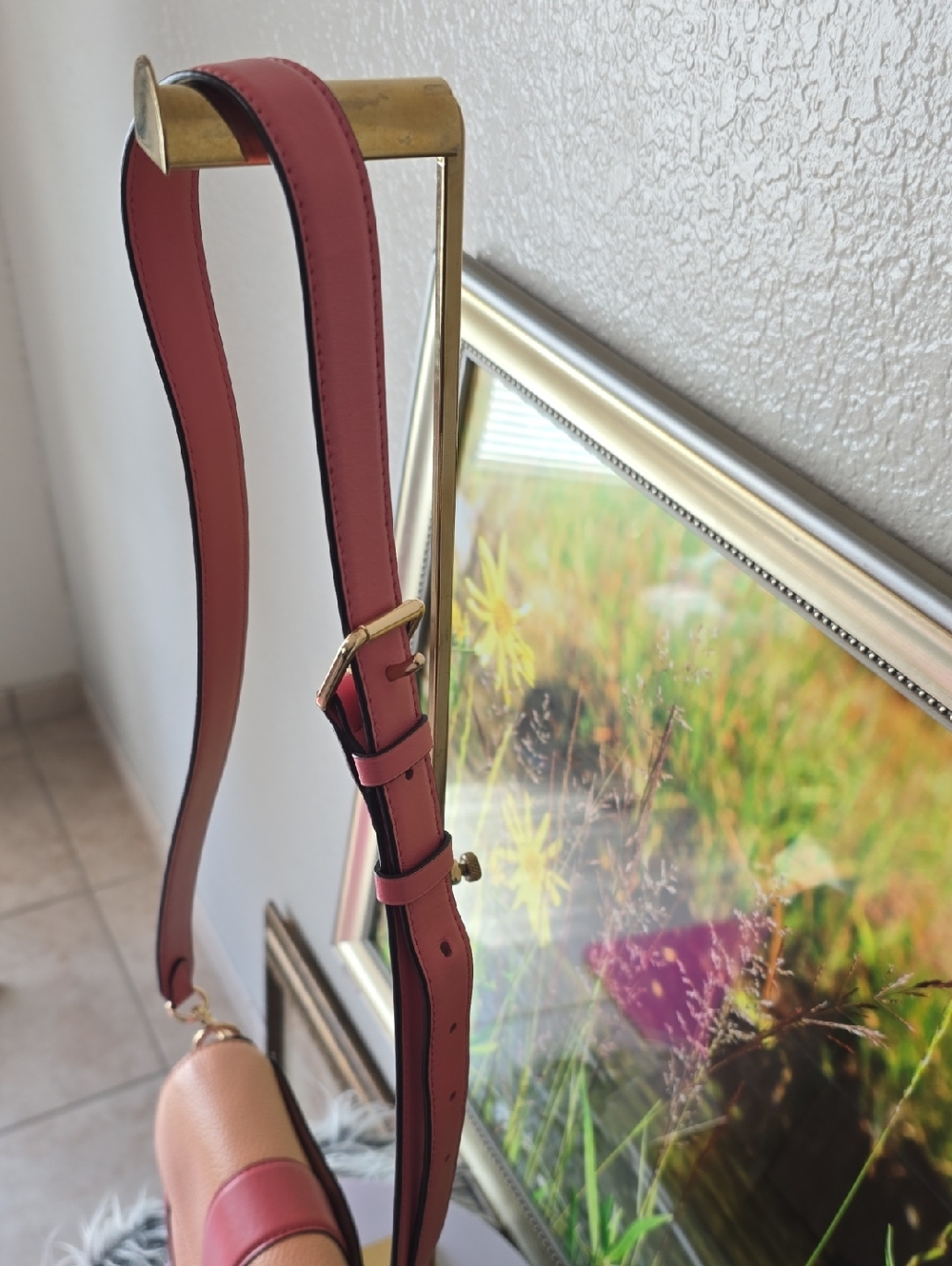 Coach Georgie Saddle Bag Pink & Tan Pebble Leather Crossbody Pink Tan Gold EU - Picture 13 of 15